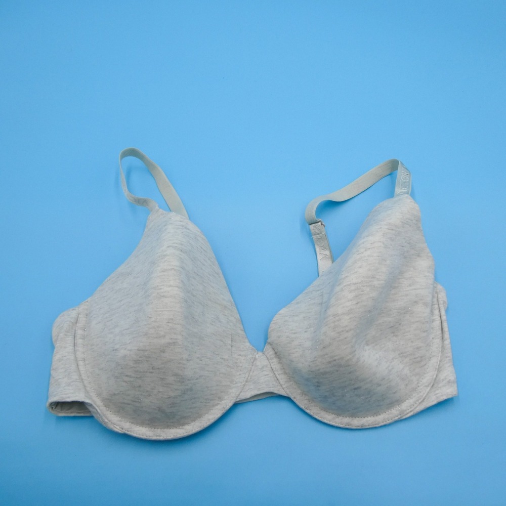 Victoria's Secret Bra Women 36DD T-Shirt Lightly Lined Full Coverage Grey Cotton